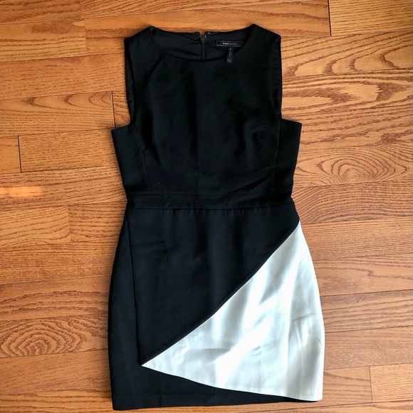 BCBGMAXAZRIA Color Block Sleeveless Black White Sheath Dress Women’s Size 8 - Picture 2 of 10